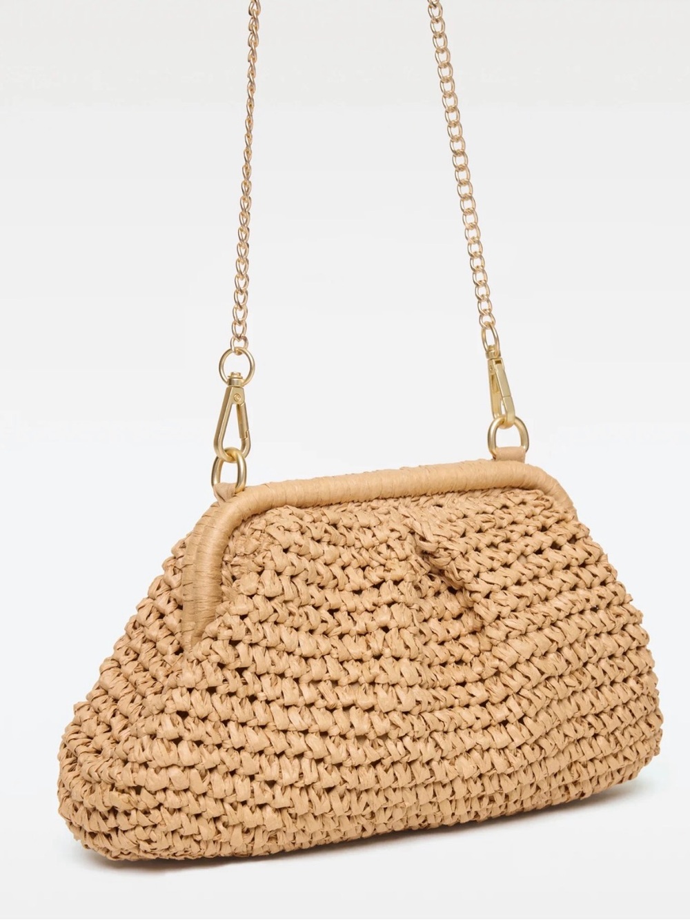 🔘l*space “harmony” Woven Straw Clutch with Gold Chain - Tan - Picture 3 of 12